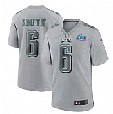 Men's Philadelphia Eagles #6 DeVonta Smith Gray Super Bowl LVII Patch Atmosphere Fashion Stitched Game Jersey,baseball caps,new era cap wholesale,wholesale hats